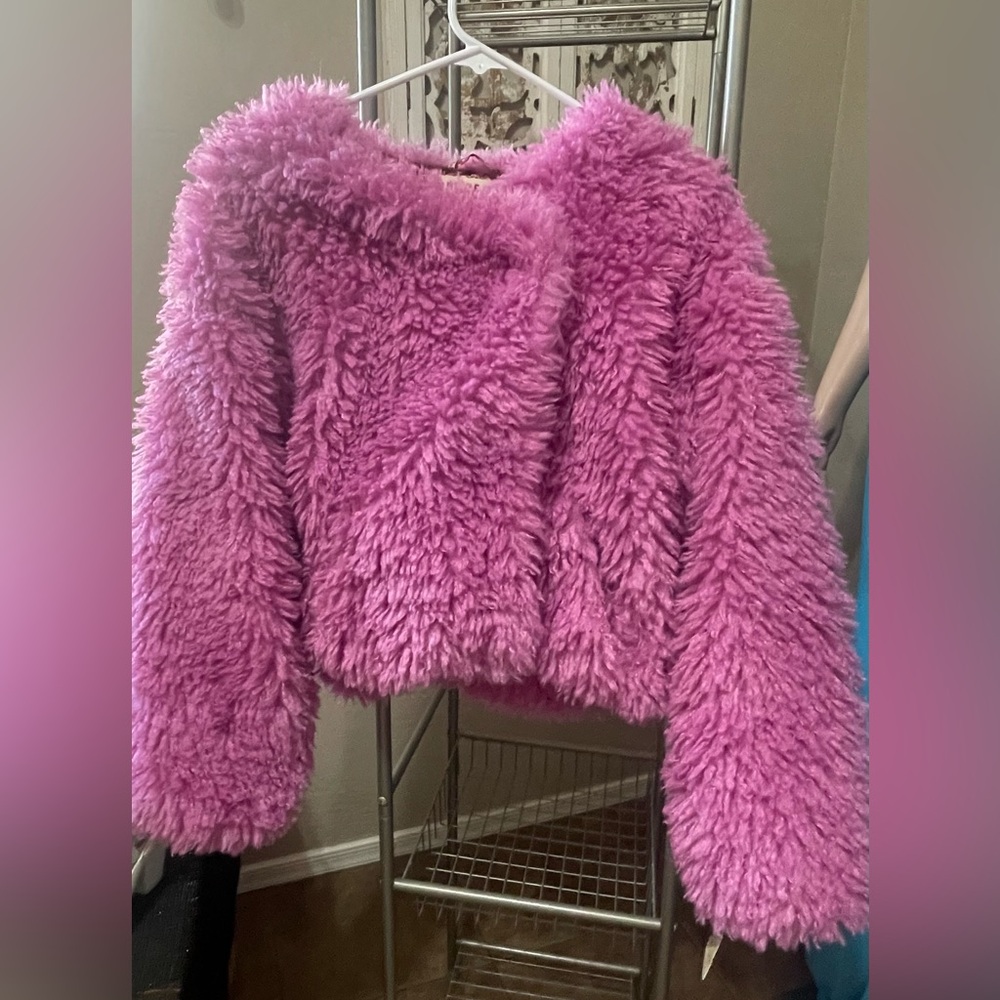 Free People Bubblegum Pink Plush Teddy Jacket